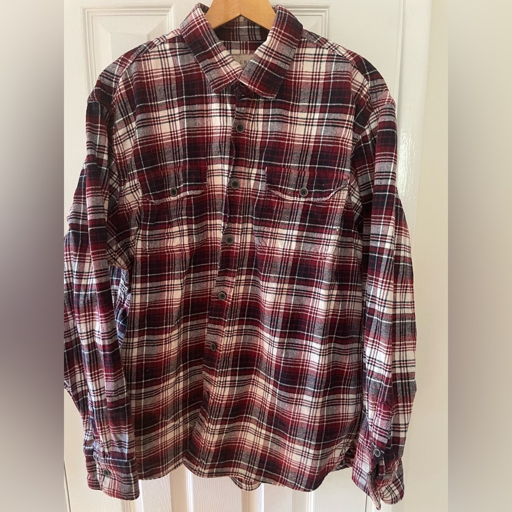 Jachs Plaid Flannel Button down in Red Black White Size XL 100% Cotton